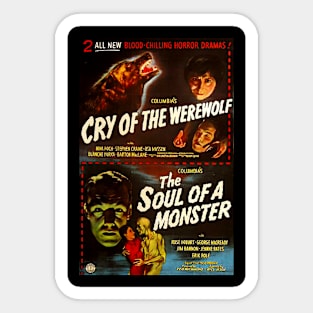 Horror Double Feature Poster - Werewolf and Monster Sticker